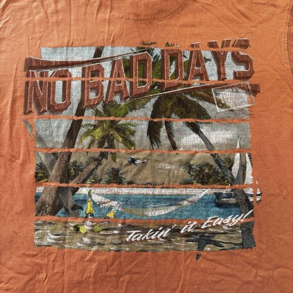 No Bad Days Orange Retro Positive Vibes Island Graphic Short Sleeve Men's Sz S - Picture 11 of 16